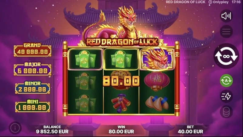 Red Dragon of Luck - obtention de symboles avec des valeurs nominales dans le jeu de base