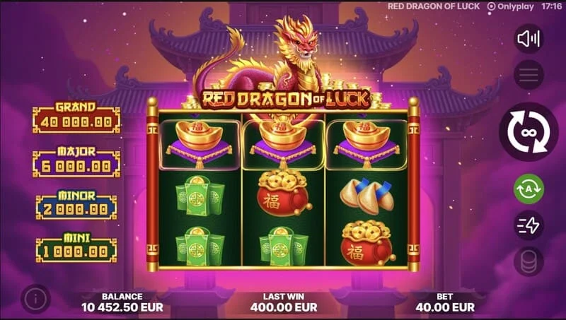 Red Dragon of Luck - activation de la fonctionnalité Bonus Coin Game